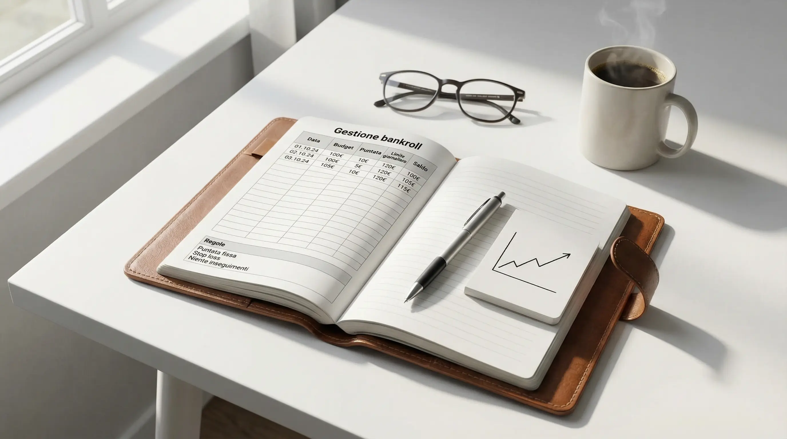 Agenda con piano di gestione budget per scommesse sportive